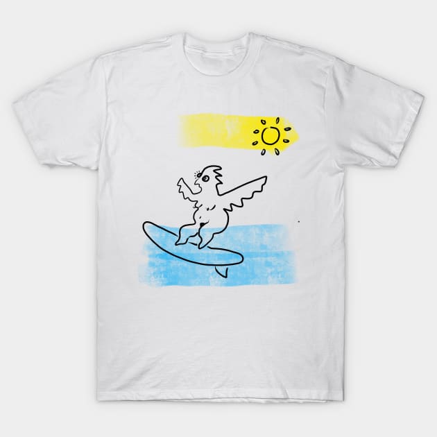 chicken surfer T-Shirt by Angel Rivas